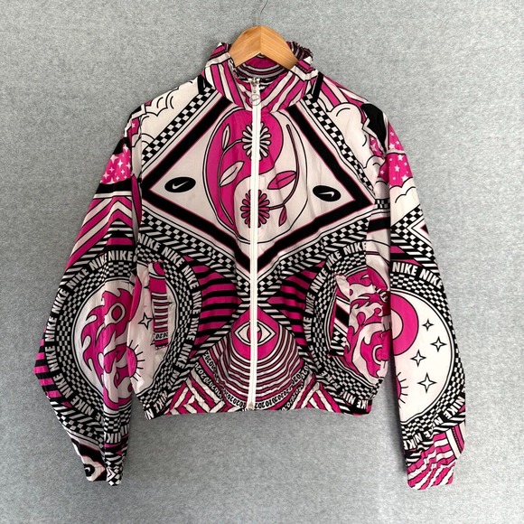 Nike Sportswear Printed Jacket In‎ Active Fuchsia Women's Medium Pink Full Zip - Picture 1 of 10